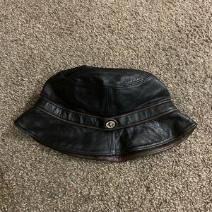Coach Vintage Leather Brown Bucket Hat Unisex